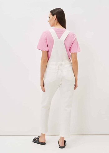 Phase Eight Khari Denim Dungarees Dress White Canada | CIGZTU-243